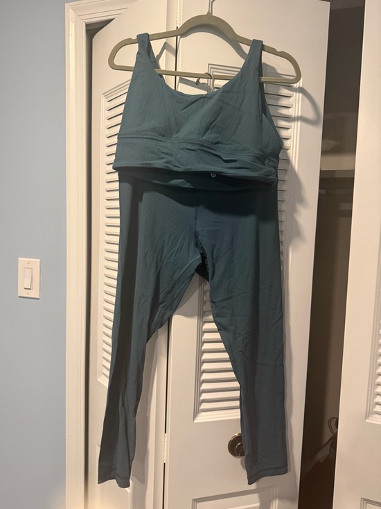 lululemon athletica Pants - Lululemon Teal Ribbed Activewear Set - Sports Bra & Leggings